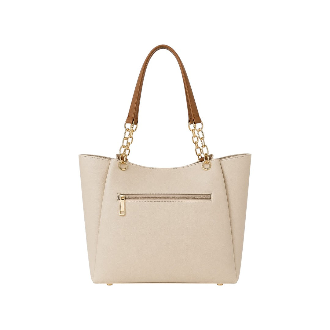 Bags Dsantos Casa Women's Cream & Brown Chain Strap Tote Handbag
